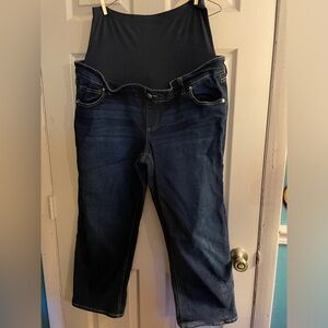 XL Straight Cut Dark Wash Over the Belly Maternity Jean